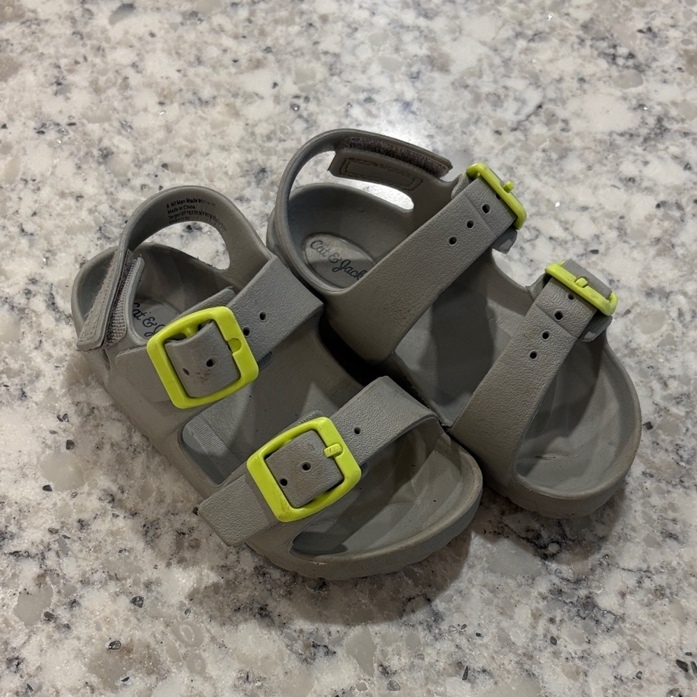 Cat & Jack Gray Sandals with Neon Buckles
